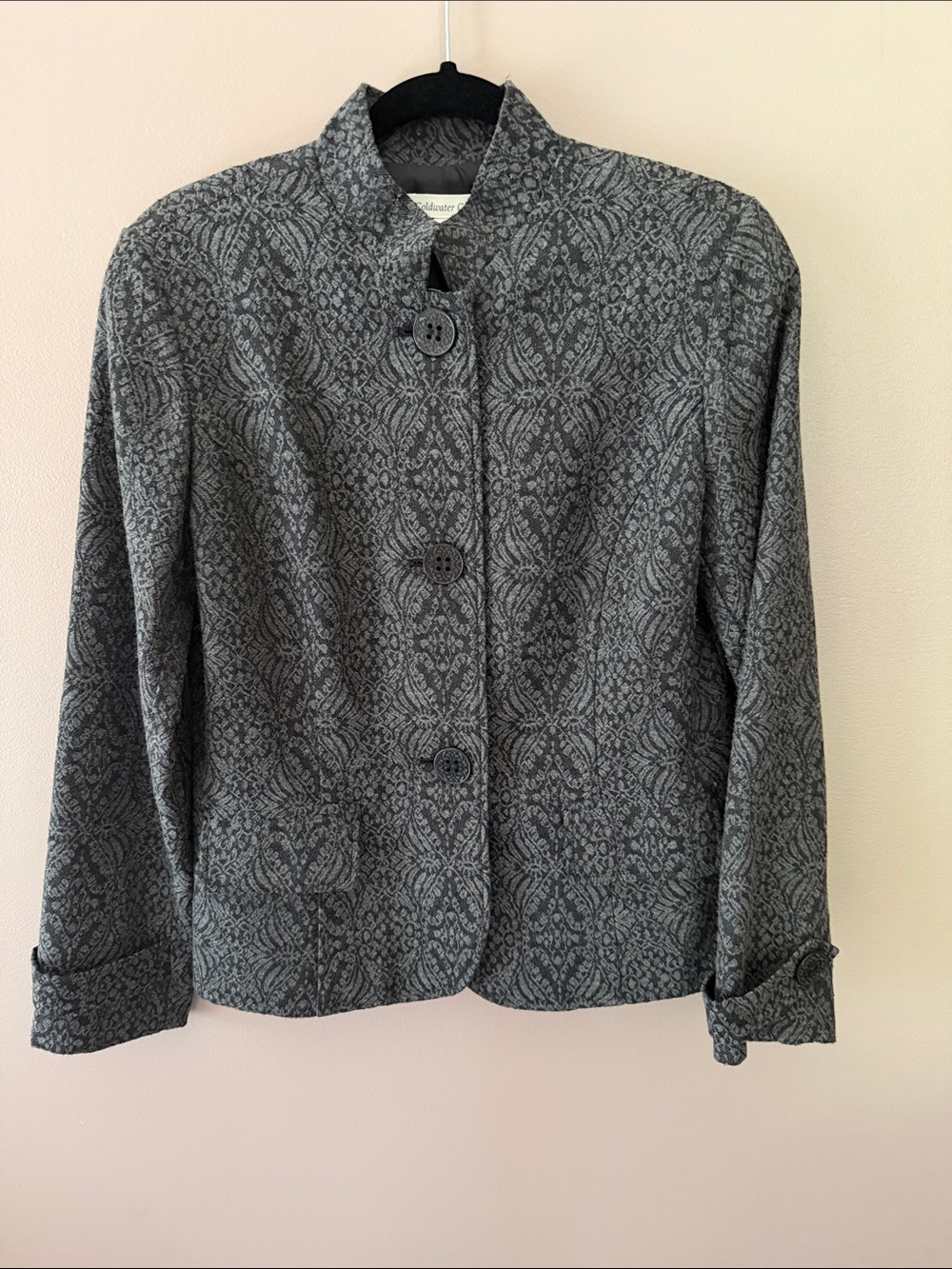 Coldwater Creek Gray Patterned Button-Front Jacket
